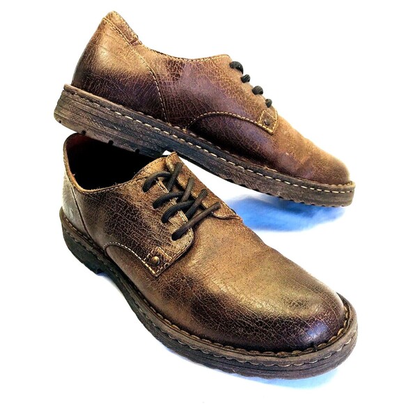 Born Shoes Distressed Leather Lace Oxford Brown 8.5 41.5 Mens Samson Preppy Y2K - Picture 6 of 12